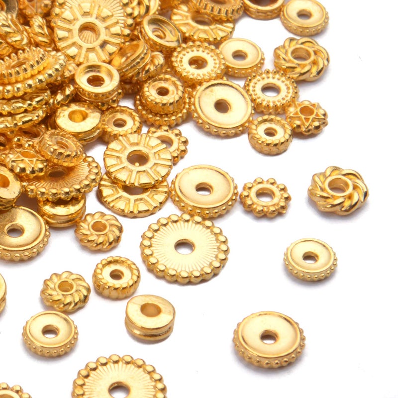 BronaGrand 100 Gram(About 170-300pcs) Spacer Beads Jewelry Bead Charm Spacers Alloy Spacer Beads for Jewelry Making DIY Bracelets Necklace and Crafting,Gold - Image 5